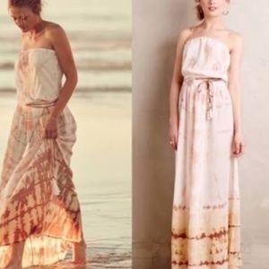 Strapless Silk Anthropologie maxi dress